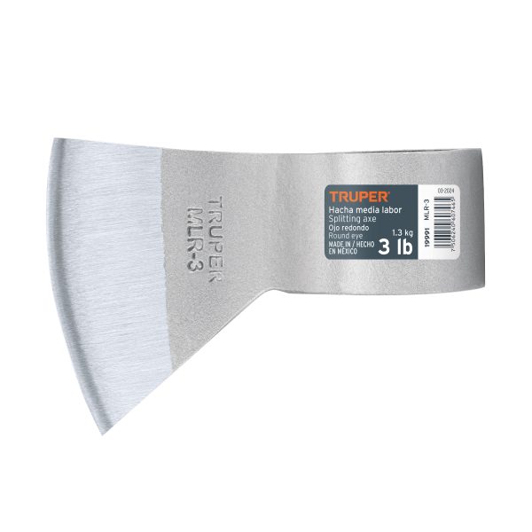 19991 - Hacha media labor ojo redondo 3 lb sin mango, TRUPER