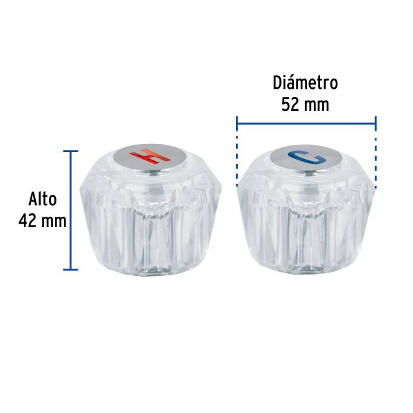49244 - Juego 2 manerales acrílico trans p/lavabo y fregadero, Basic