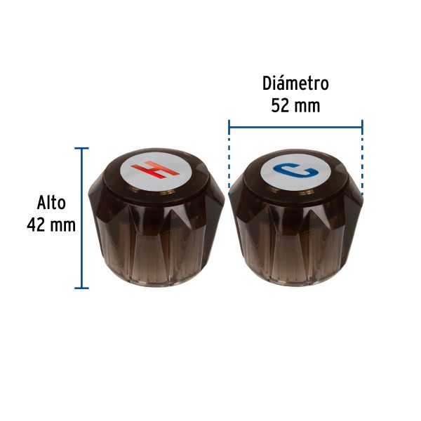 49458 - Juego 2 manerales acrílico humo p/lavabo y fregadero, Basic