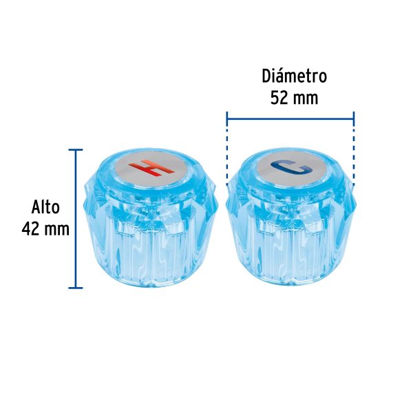 49456 - Juego 2 manerales acrílico azul p/lavabo y fregadero, Basic