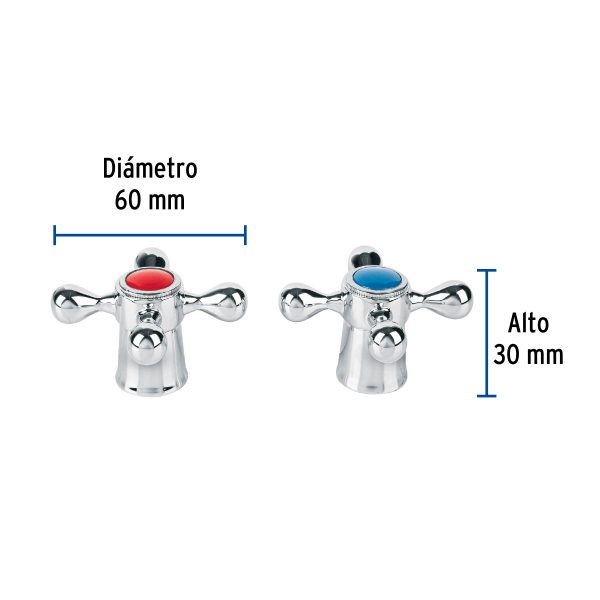 45711 - Juego de manerales de cruceta p/lav-fregadero, cromo, Basic