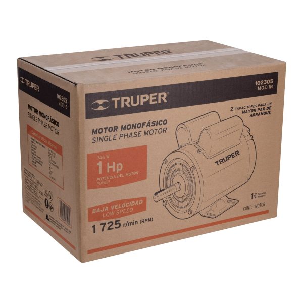 102305 - Motor eléctrico monofásico de 1 HP, baja velocidad, Truper