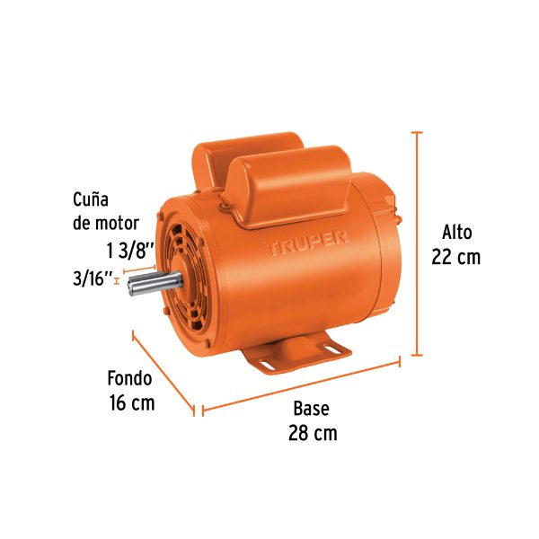 102305 - Motor eléctrico monofásico de 1 HP, baja velocidad, Truper