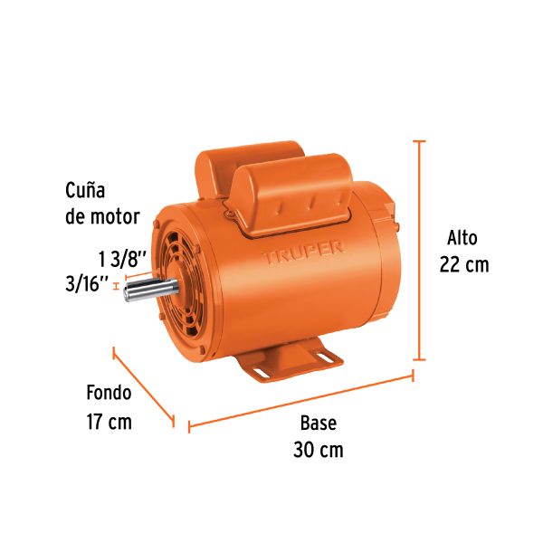102313 - Motor eléctrico monofásico de 2 HP, alta velocidad, Truper