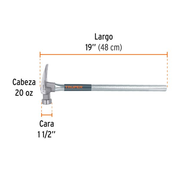 10644 - Martillo tubular 20 oz uña California Ripper, cara fresada