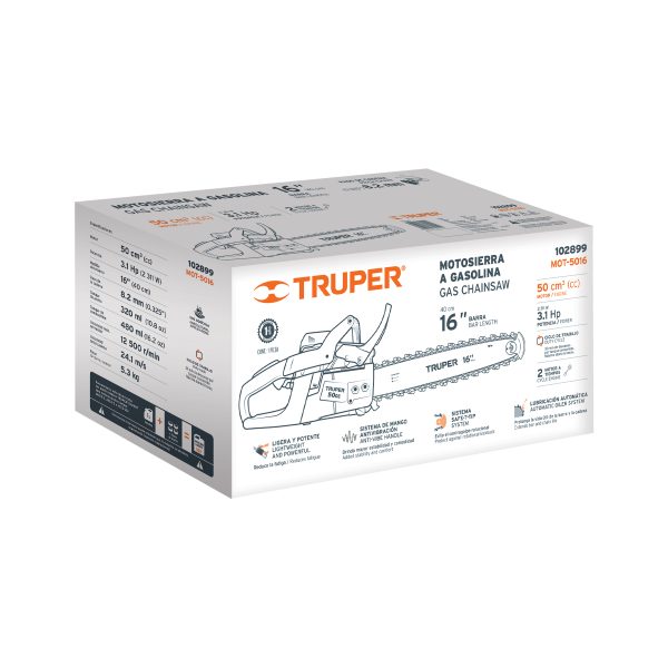 102899 - Motosierra 50 cc a gasolina con barra de 16', Truper