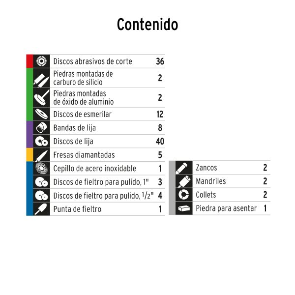 100757 - Kit de accesorios p/herramienta rotativa, 121 pzs, TRUPER