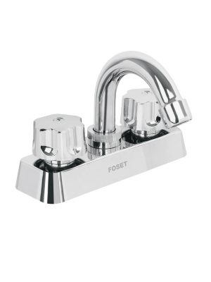 49282 - Mezcladora 4' lavabo, ABS, cuello curvo, hexagonal, BASIC