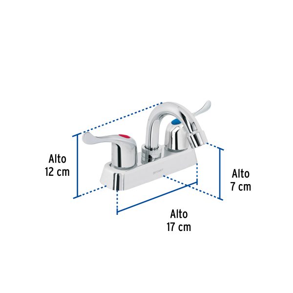 45512 - Mezcladora 4' lavabo, ABS, cuello curvo, palanca, BASIC