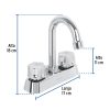 49288 - Mezcladora 4' lavabo, ABS, cuello bar, hexagonal, BASIC