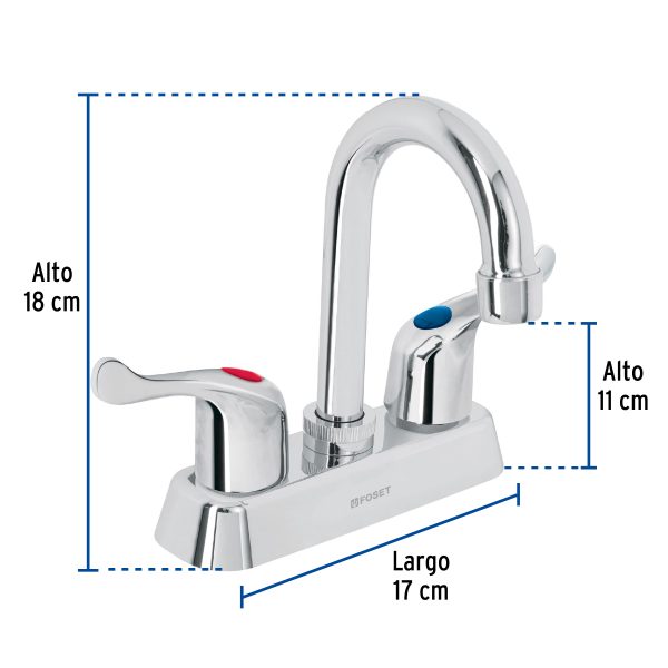 45513 - Mezcladora 4' lavabo, ABS, cuello bar, palanca, BASIC