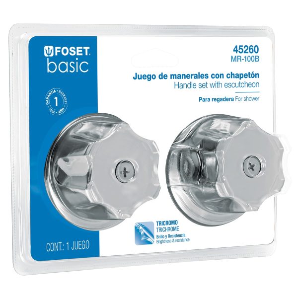 45260 - Juego de 2 manerales metálicos para regadera, en blíster