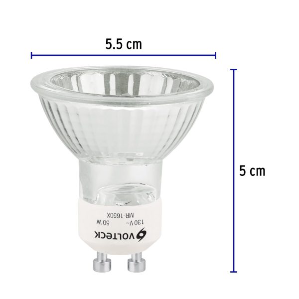 48380 - Lámpara de halógeno 50 W tipo MR 16 base GU10, Volteck