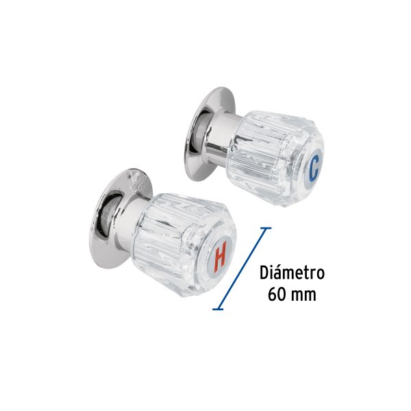 49242 - Juego de 2 manerales acrílico trans. para regadera, Basic