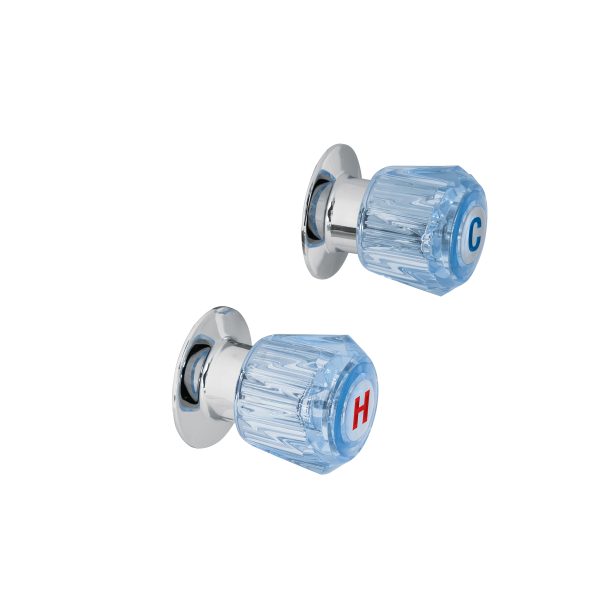 49461 - Juego de 2 manerales acrílico azul para regadera, Basic