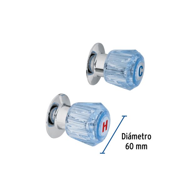 49461 - Juego de 2 manerales acrílico azul para regadera, Basic