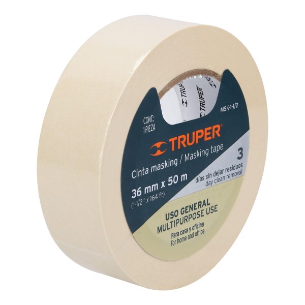 12592 - Cinta masking tape de 1-1/2' x 50 m, Truper
