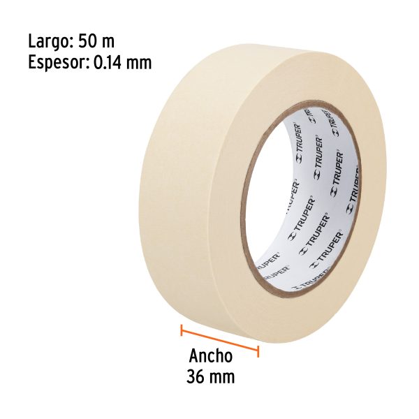 12592 - Cinta masking tape de 1-1/2' x 50 m, Truper