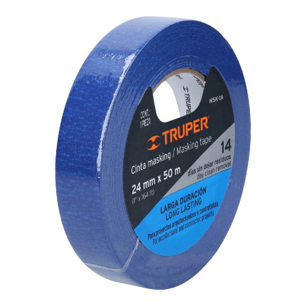 12622 - Cinta masking tape azul de 1' x 50 m para pintor, Truper