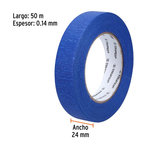 12622 - Cinta masking tape azul de 1' x 50 m para pintor, Truper