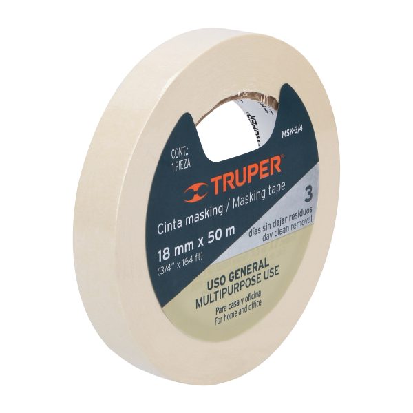 12590 - Cinta masking tape de 3/4' x 50 m, Truper