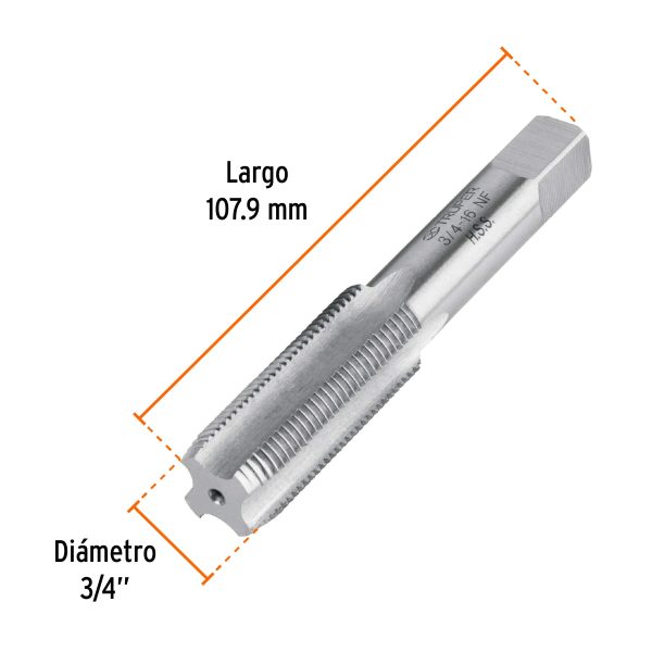 11426 - Machuelo semicónico 3/4'x16 UNF, estuche individual, Truper