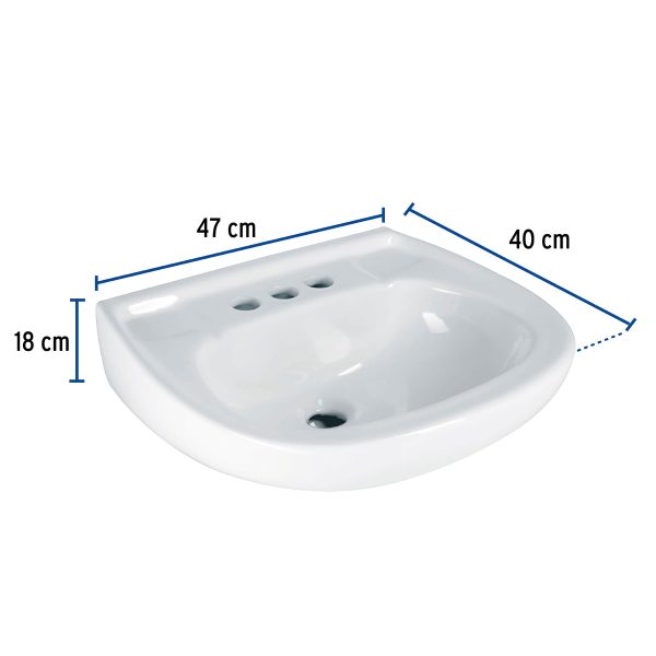 44002 - Lavabo de porcelana con rebosadero, blanco, FOSET