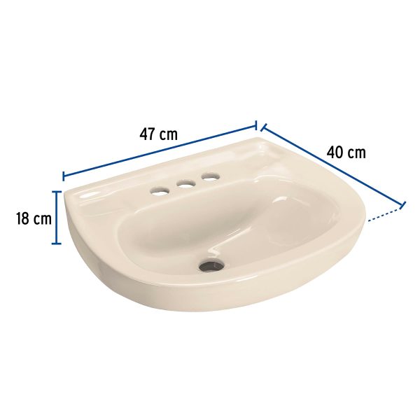 49356 - Lavabo de porcelana con rebosadero, marfil, FOSET