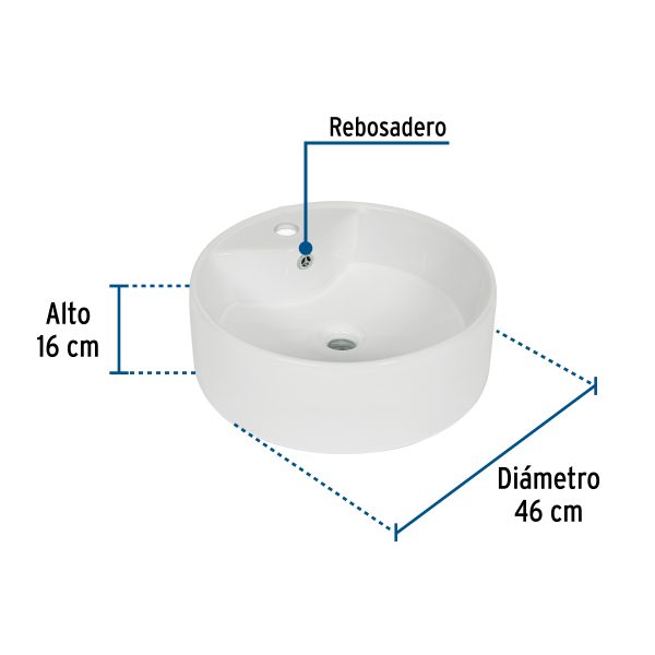44178 - Lavabo de porcelana de sobreponer redondo, blanco, FOSET