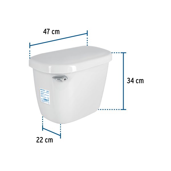 44008 - Tanque bajo de porcelana con accesorios, blanco, FOSET