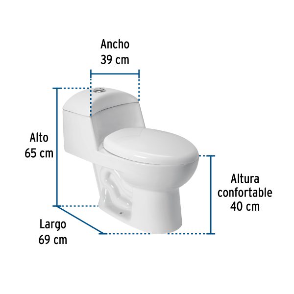 49135 - Sanitario one piece alargado de porcelana, blanco, FOSET