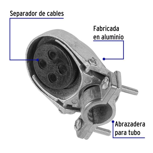 46942 - Mufa con abrazadera para tubo 1/2', Volteck