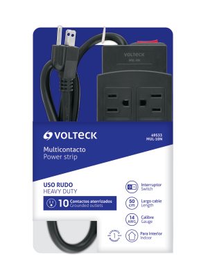 49533 - Multicontacto de uso rudo con 10 entradas, negro, VOLTECK