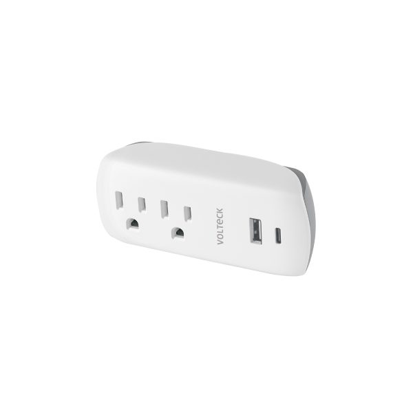 45836 - Multicontacto de pared, 2 contactos y 2 USB A+C, VOLTECK