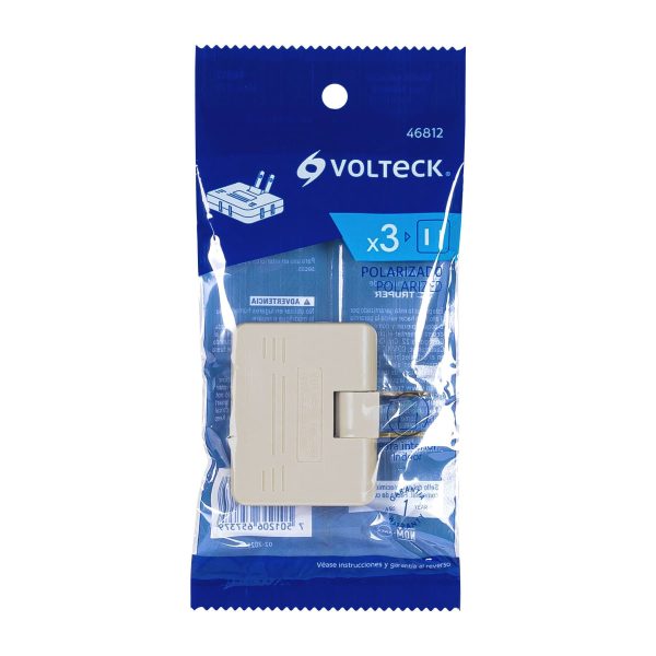 46812 - Multicontacto triple,tipo bisagra,entradas laterales,Volteck