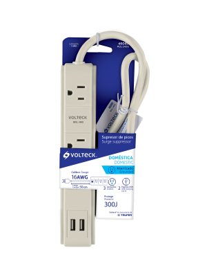 MUL-340UE1.jpg 46089 - Multicontacto 16 AWG 3 entradas 2 puertos USB supresor 300 J
