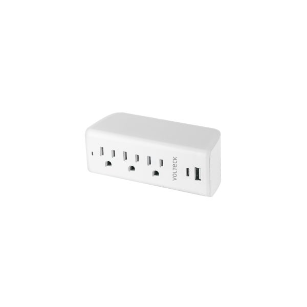 45748 - Multicontacto de pared, 490 Joules, 3 contactos y 2 USB A+C