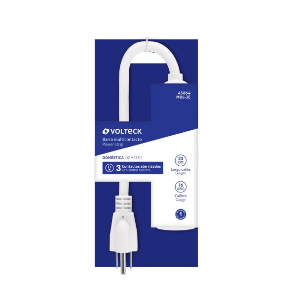 45864 - Multicontacto doméstico 3 entradas, VOLTECK