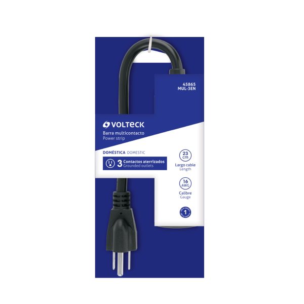 45865 - Multicontacto doméstico 3 entradas, negro VOLTECK