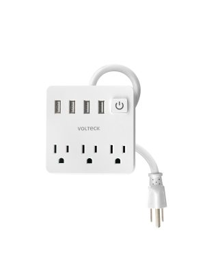 49322 - Multicontacto 16 AWG doméstico 3 entradas 4 ptos USB, blanco