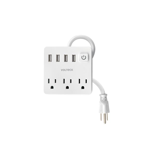 MUL-3U.jpg 49322 - Multicontacto 16 AWG doméstico 3 entradas 4 ptos USB, blanco