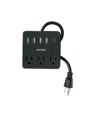 MUL-3UN.jpg 49321 - Multicontacto 16 AWG doméstico, 3 entradas 4 ptos USB, negro