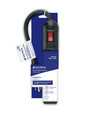 49543 - Multicontacto económico 4 entradas, negro, VOLTECK