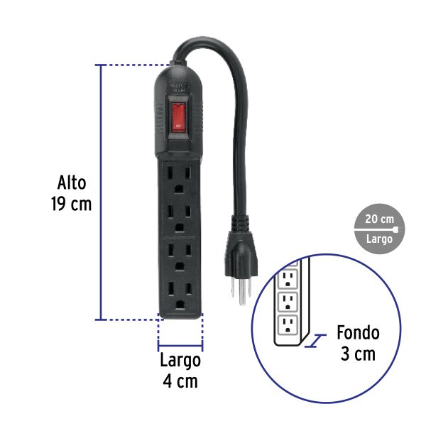 MUL-4ENFC2.jpg 49543 - Multicontacto económico 4 entradas, negro, VOLTECK