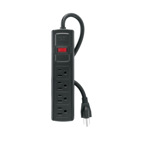 48539 - Multicontacto doméstico con 4 entradas, negro, VOLTECK