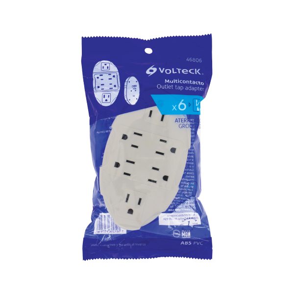 46806 - Multicontacto aterrizado ovalado, 6 entradas, Volteck