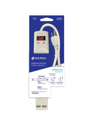 MUL-615UE1.jpg 46329 - Multicontacto 14 AWG 6 entradas 2 ptos. USB sup. 150J marfil