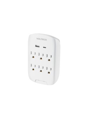 45747 - Multicontacto de pared, 800 Joules, 6 contactos y 2 USB A+C