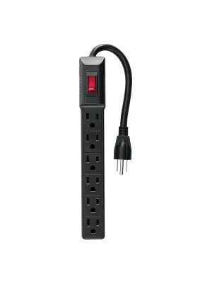 49860 - Multicontacto 16 AWG doméstico económico 6 entradas, negro