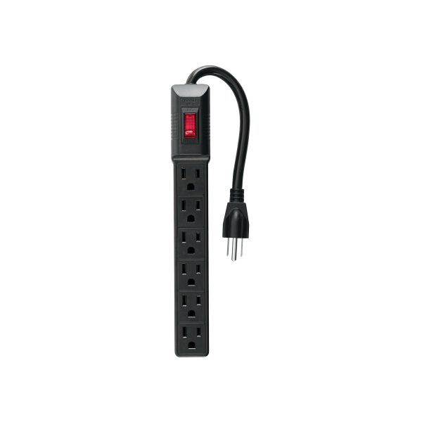 49860 - Multicontacto 16 AWG doméstico económico 6 entradas, negro